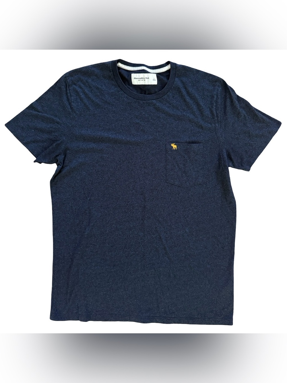 Abercrombie & Fitch Soft AF Heathered Pocket T-Shirt Men’s Large Navy Crew Neck